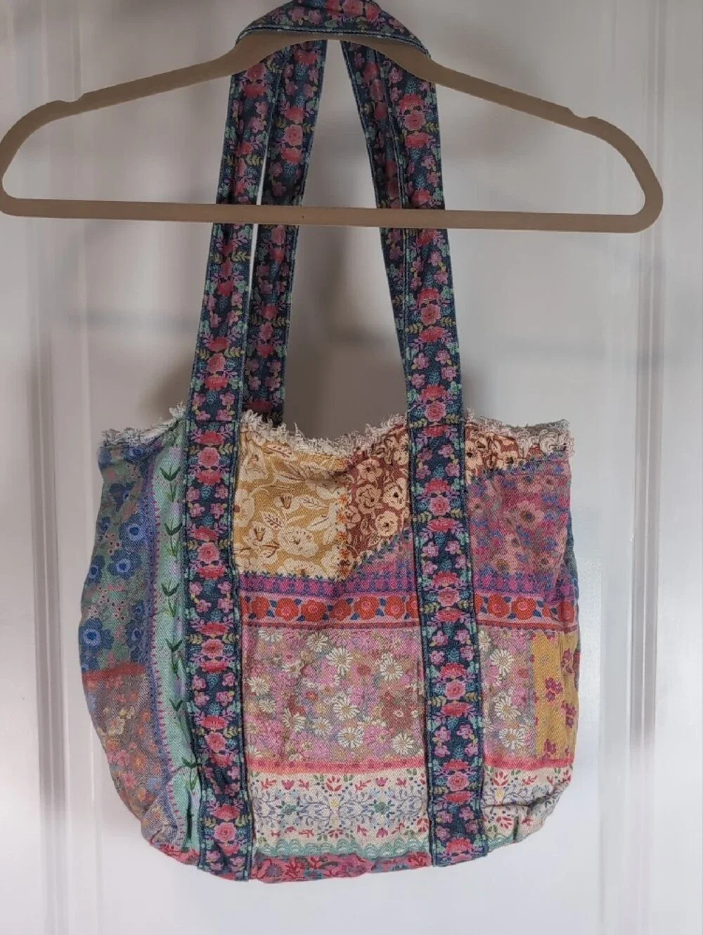 Natural Life Boho Patchwork Floral Tote Bag Purse in Multicolor